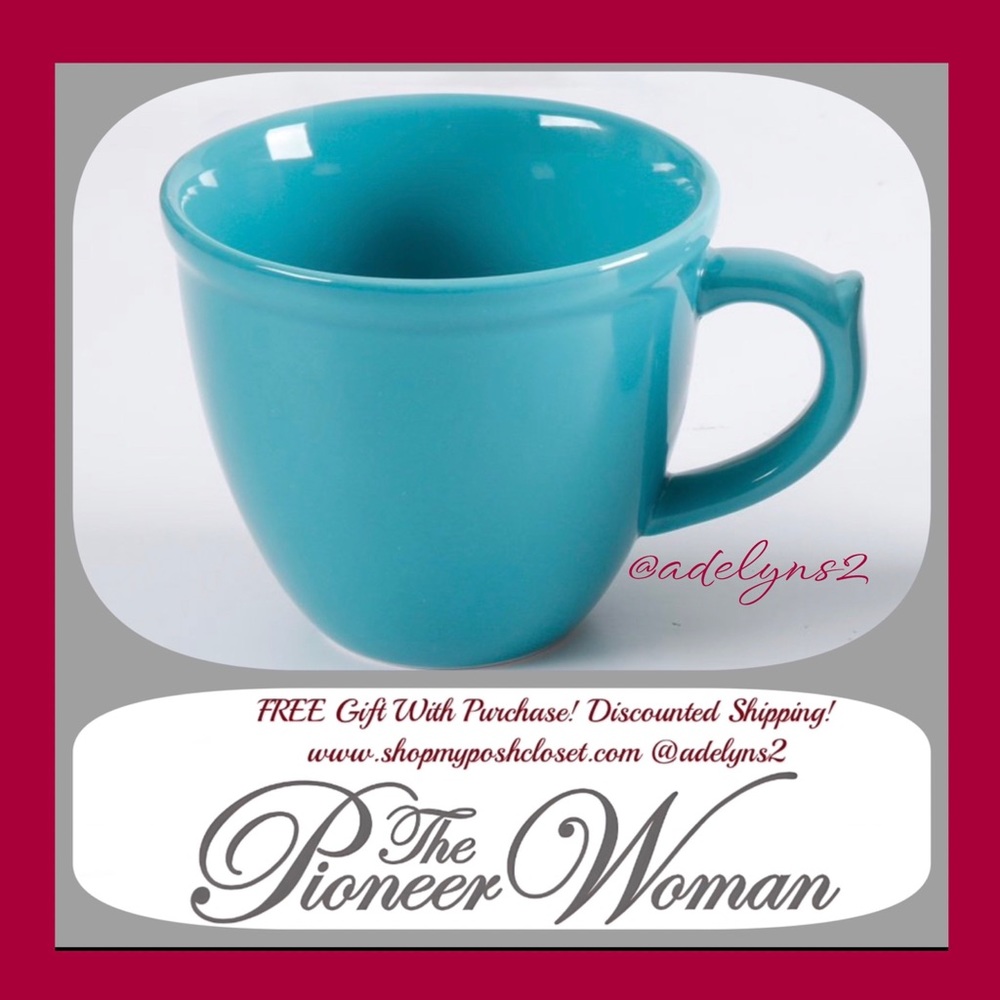 HTF 🌺 EUC The Pioneer Woman Teal Blue 19-Ounce Coffee Mug